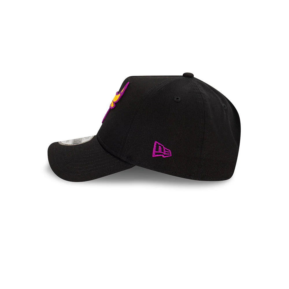 Chicago Bulls Hat - Black Passionfruit 9Forty A-Frame NBA Snapback Cap - New Era